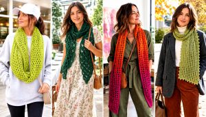 20 Mesh Crochet Scarf Outfit Ideas for Light Layering