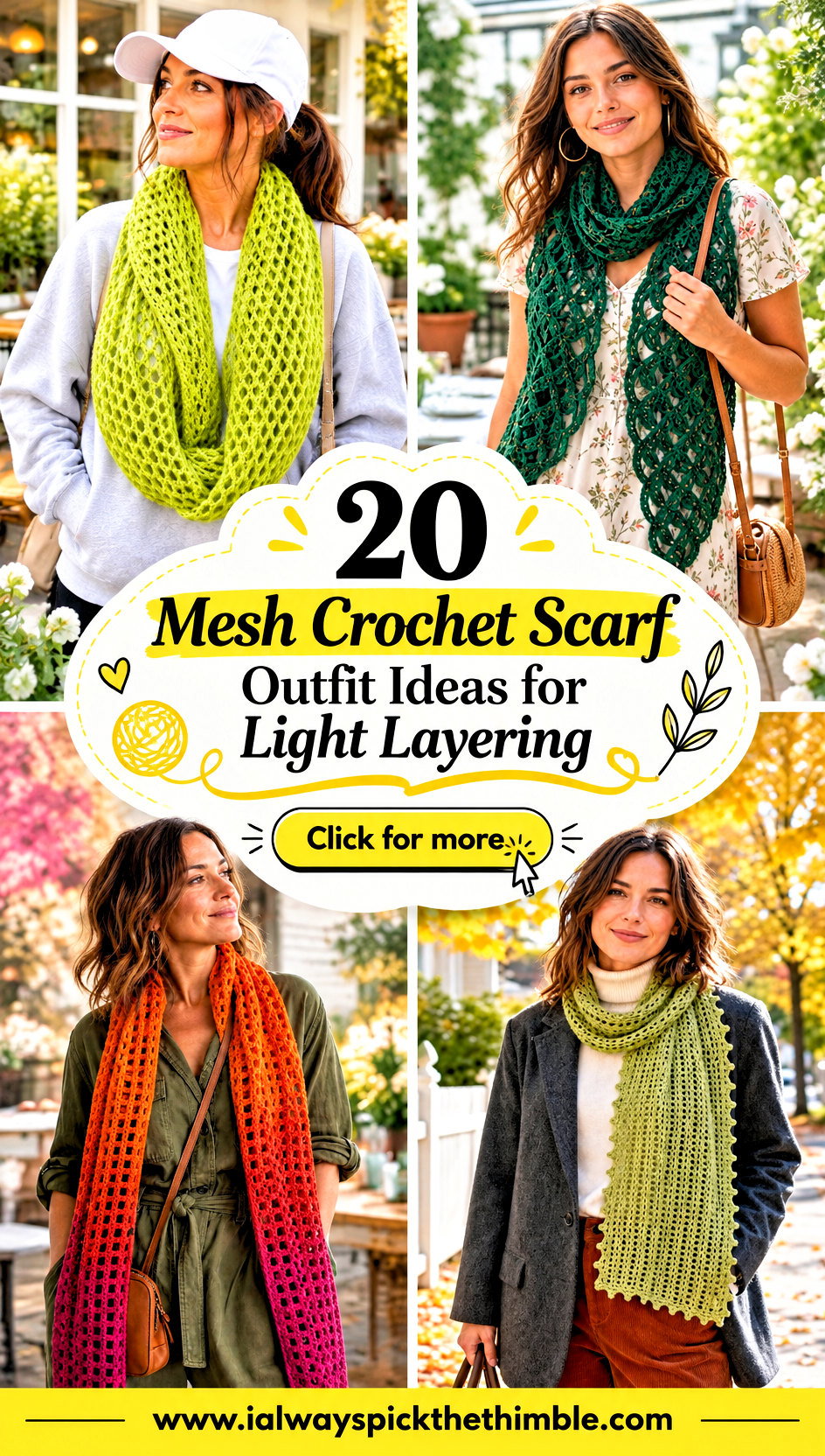 20 Mesh Crochet Scarf Outfit Ideas for Light Layering - 20 Mesh Crochet Scarf Outfit Ideas for Light Layering