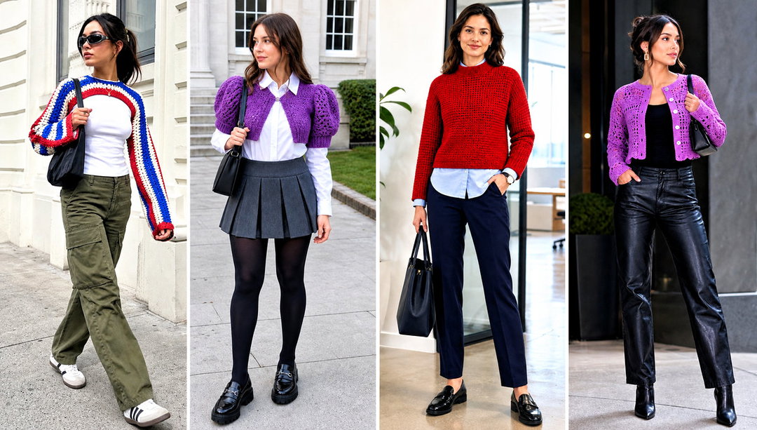 20 Mini Crochet Sweater Outfit Ideas for High-Waist Jeans