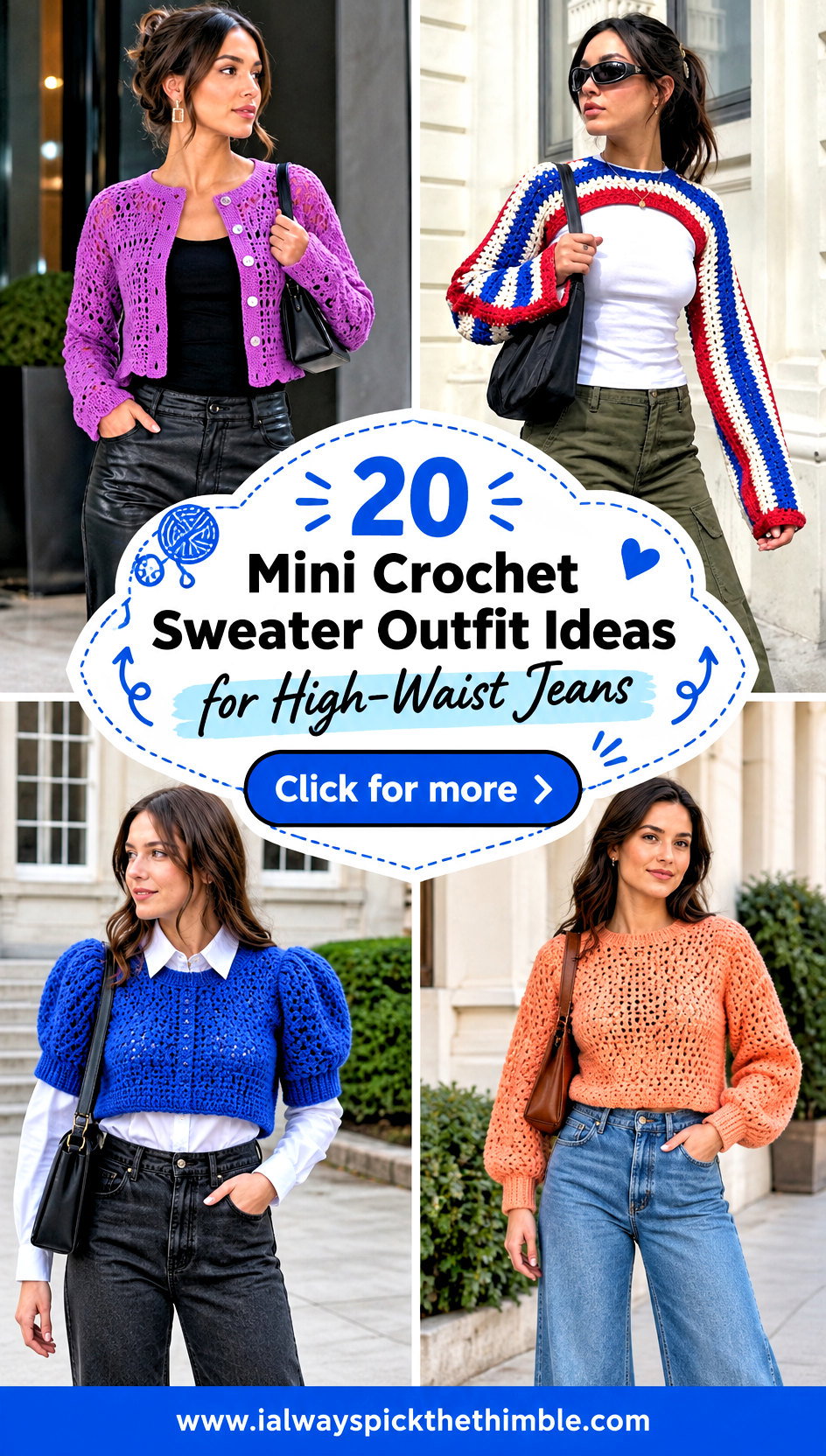 20 Mini Crochet Sweater Outfit Ideas for High-Waist Jeans - 20 Mini Crochet Sweater Outfit Ideas for High-Waist Jeans