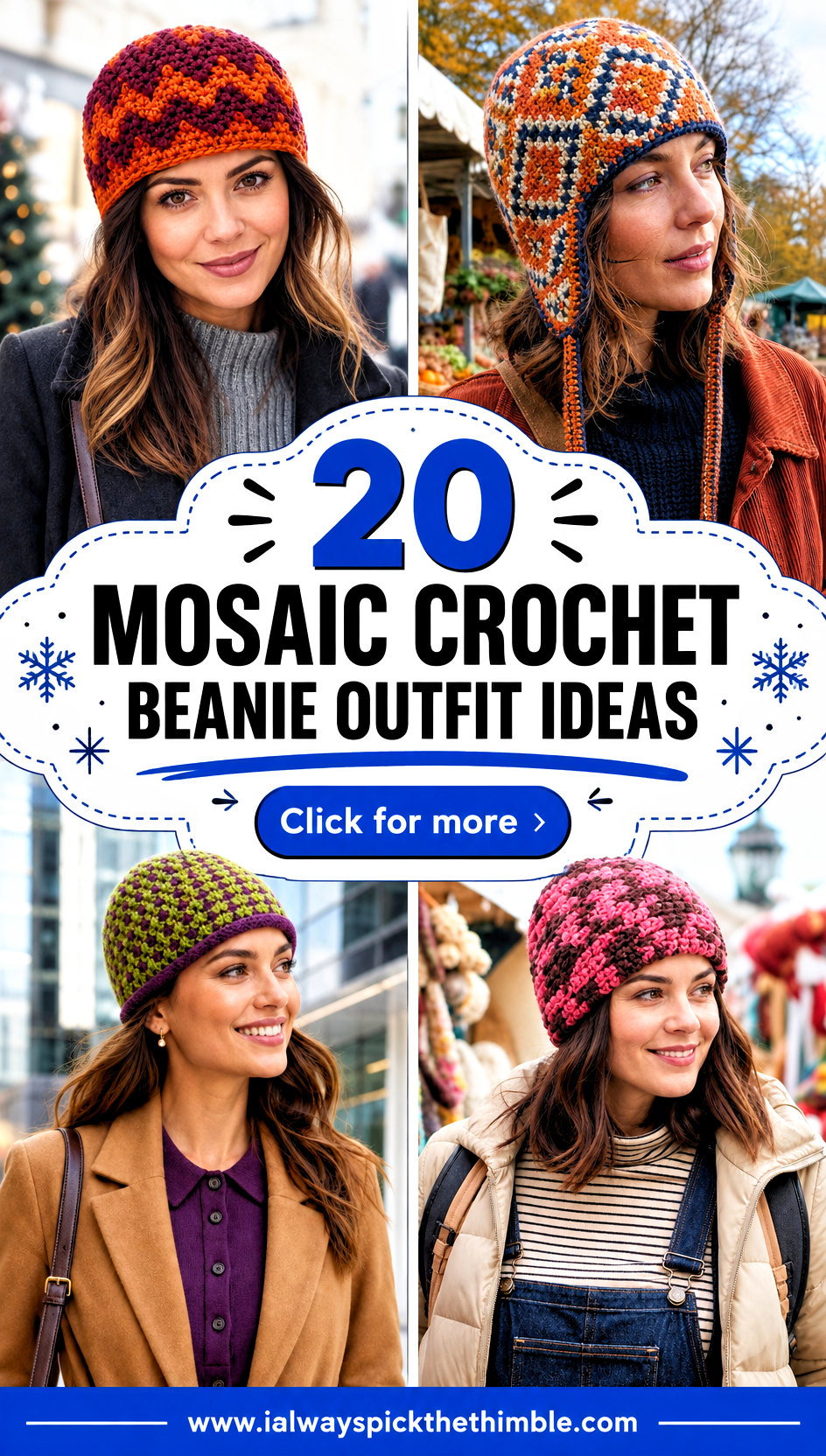 20 Mosaic Crochet Beanie Outfit Ideas for Winter Walks - 20 Mosaic Crochet Beanie Outfit Ideas for Winter Walks