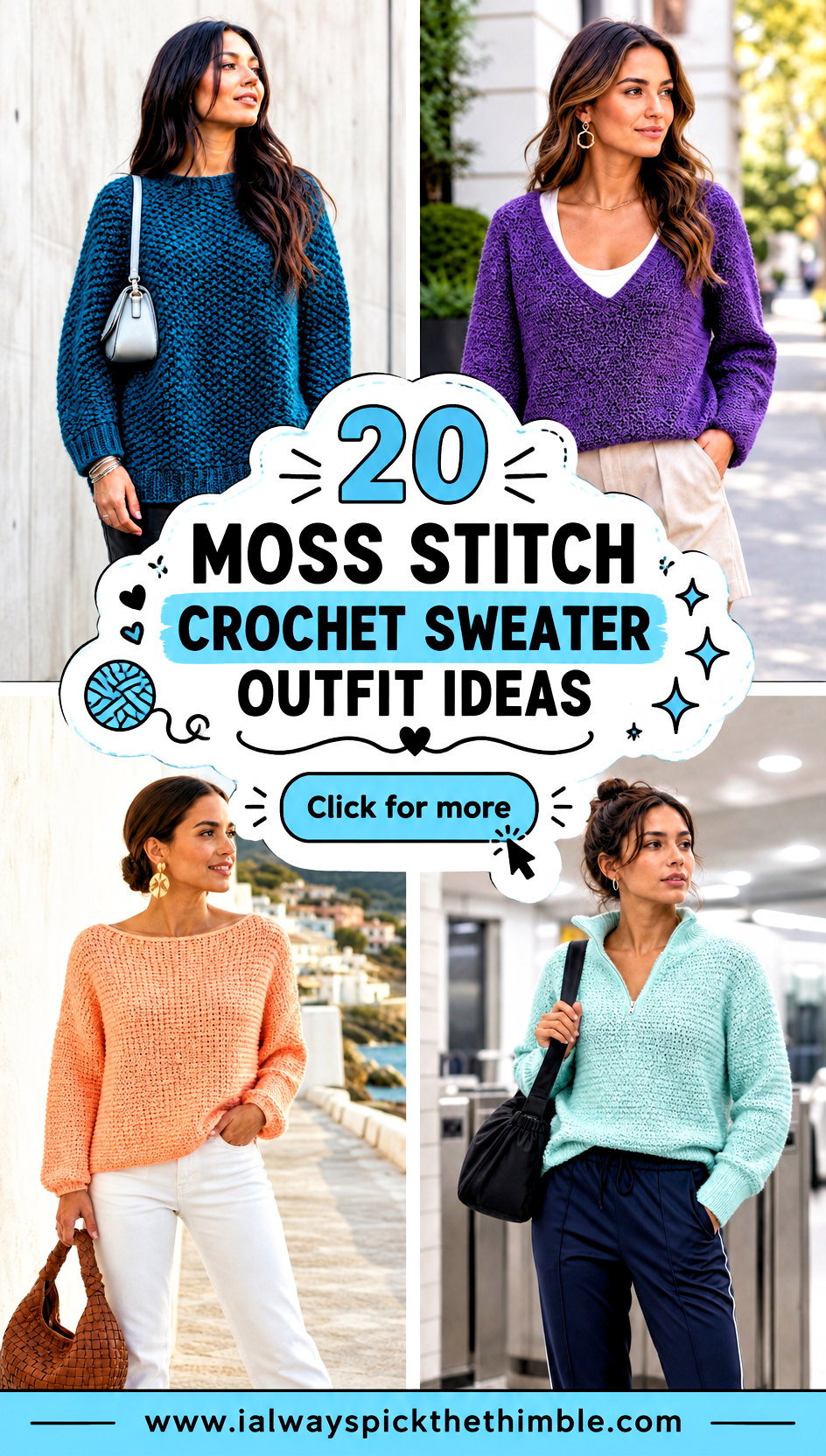 20 Moss Stitch Crochet Sweater Outfit Ideas for Cold Days - 20 Moss Stitch Crochet Sweater Outfit Ideas for Cold Days