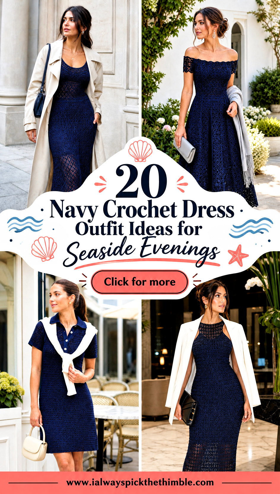 20 Navy Crochet Dress Outfit Ideas for Seaside Evenings - 20 Navy Crochet Dress Outfit Ideas for Seaside Evenings