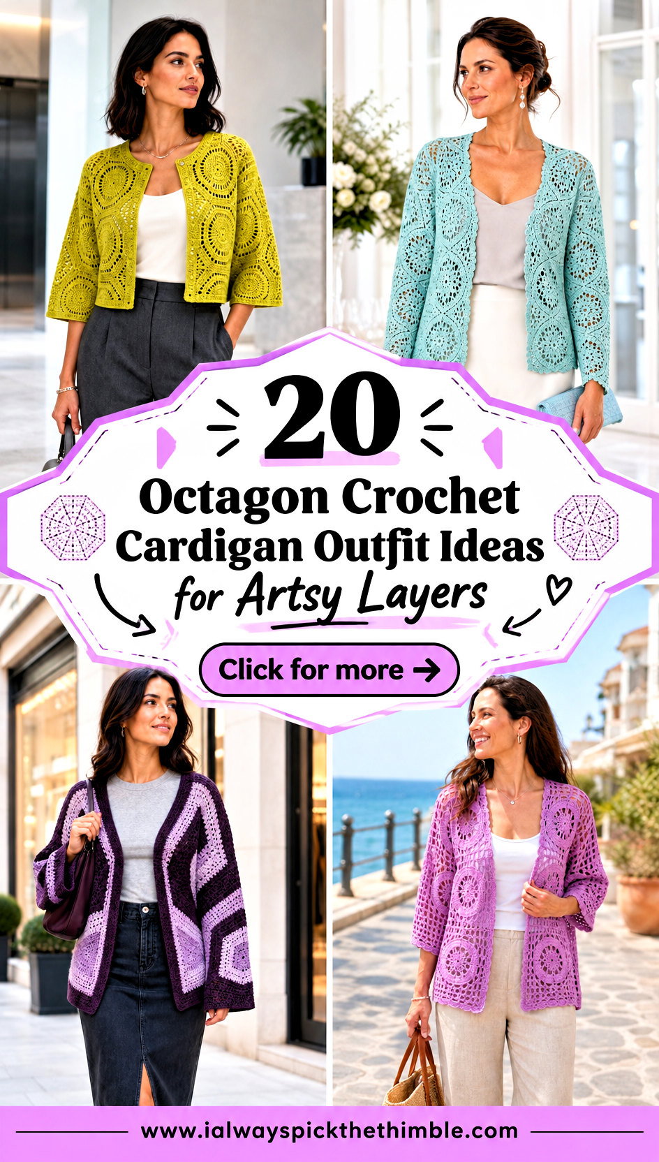 20 Octagon Crochet Cardigan Outfit Ideas for Artsy Layers - 20 Octagon Crochet Cardigan Outfit Ideas for Artsy Layers