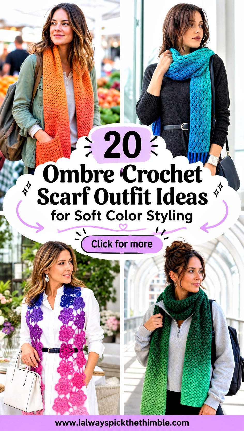 20 Ombre Crochet Scarf Outfit Ideas for Soft Color Styling - 20 Ombre Crochet Scarf Outfit Ideas for Soft Color Styling