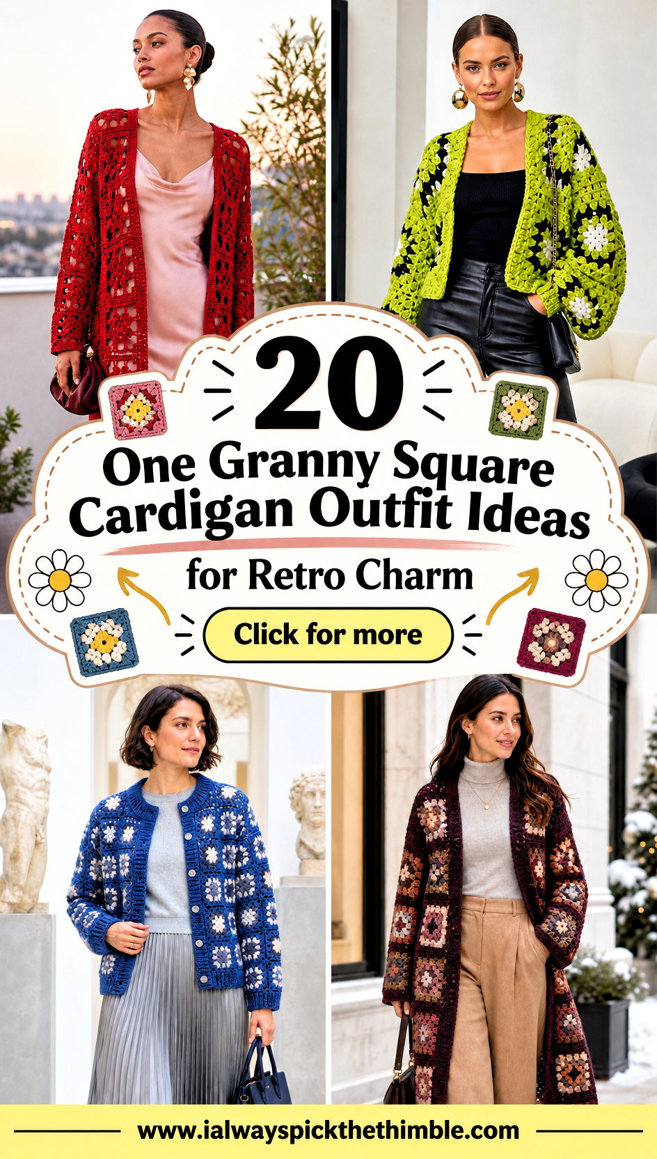 20 One Granny Square Cardigan Outfit Ideas for Retro Charm - 20 One Granny Square Cardigan Outfit Ideas for Retro Charm