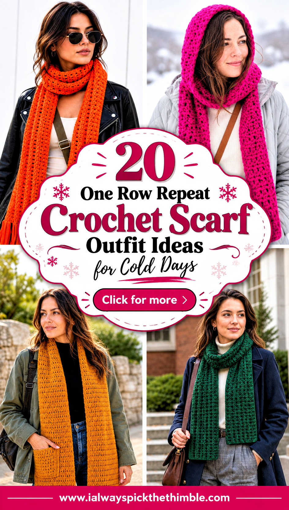 20 One Row Repeat Crochet Scarf Outfit Ideas for Cold Days - 20 One Row Repeat Crochet Scarf Outfit Ideas for Cold Days