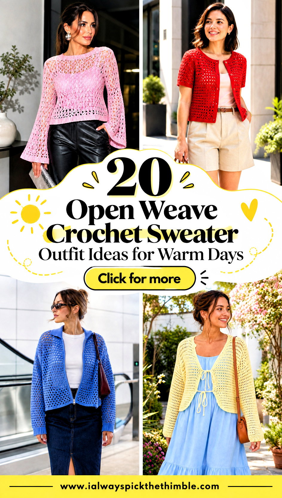 20 Open Weave Crochet Sweater Outfit Ideas for Warm Days - 20 Open Weave Crochet Sweater Outfit Ideas for Warm Days