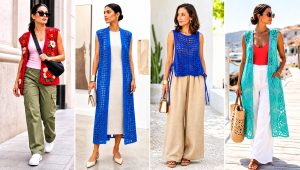 20 Oversize Crochet Vest Outfit Ideas for Casual Layers