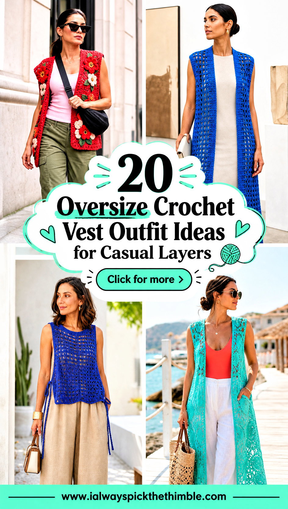 20 Oversize Crochet Vest Outfit Ideas for Casual Layers - 20 Oversize Crochet Vest Outfit Ideas for Casual Layers