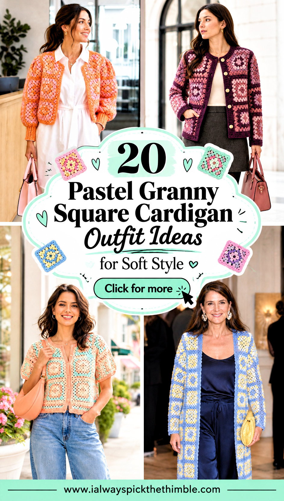20 Pastel Granny Square Cardigan Outfit Ideas for Soft Style - 20 Pastel Granny Square Cardigan Outfit Ideas for Soft Style