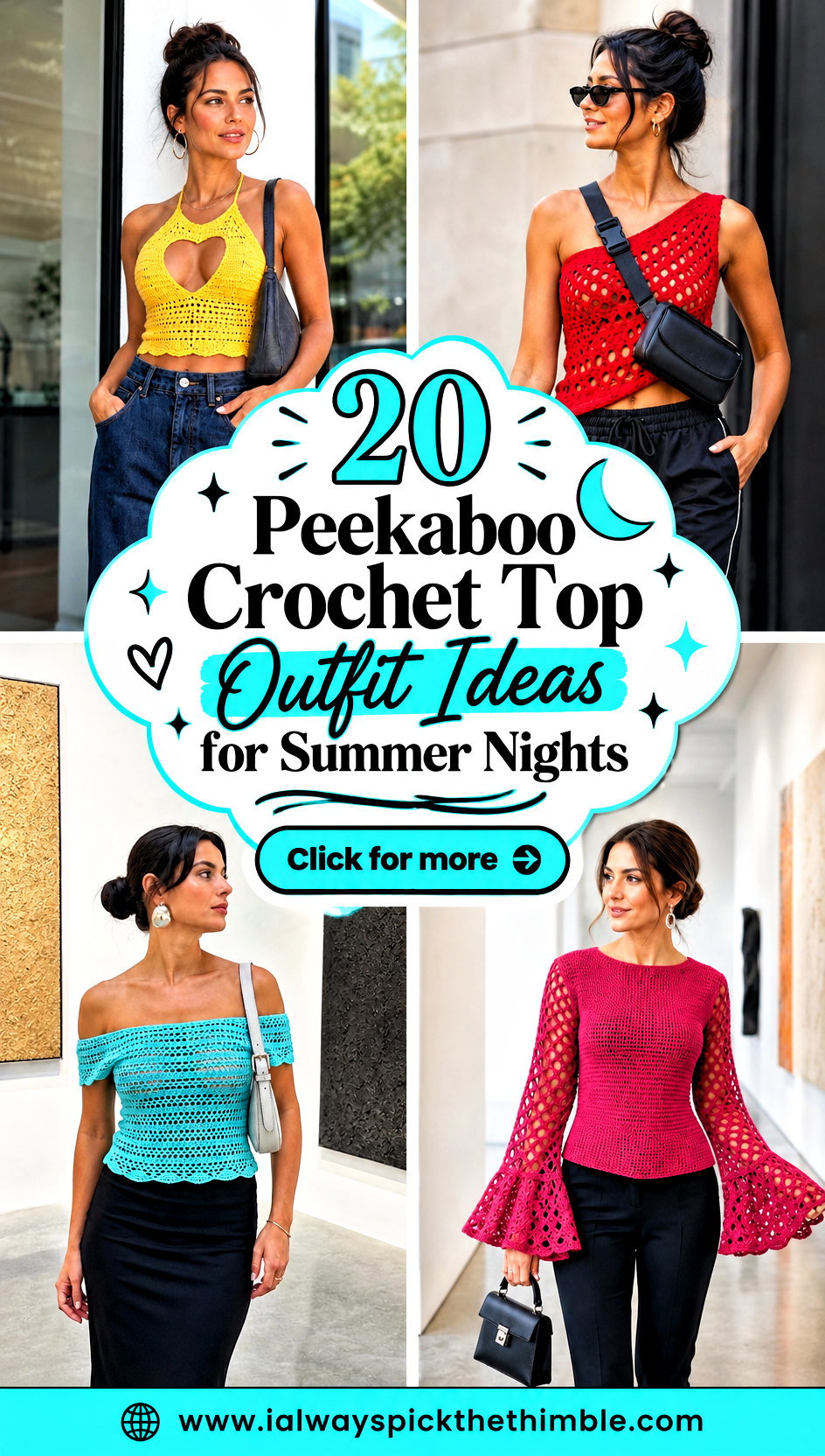 20 Peekaboo Crochet Top Outfit Ideas for Summer Nights - 20 Peekaboo Crochet Top Outfit Ideas for Summer Nights
