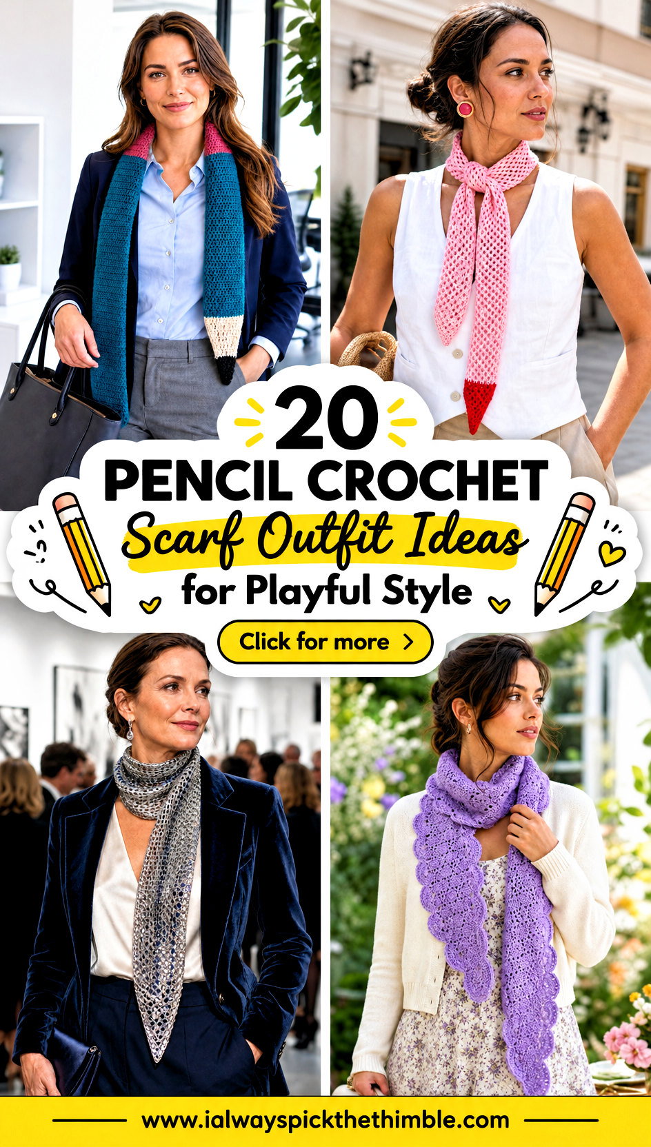 20 Pencil Crochet Scarf Outfit Ideas for Playful Style - 20 Pencil Crochet Scarf Outfit Ideas for Playful Style