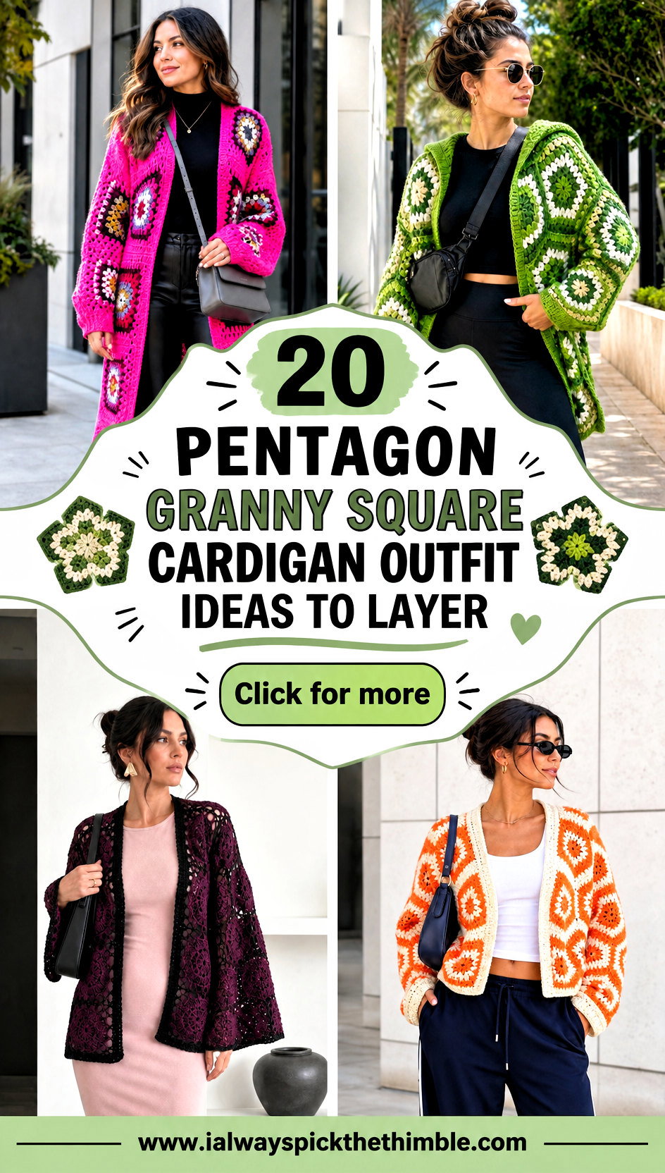 20 Pentagon Granny Square Cardigan Outfit Ideas to Layer - 20 Pentagon Granny Square Cardigan Outfit Ideas to Layer