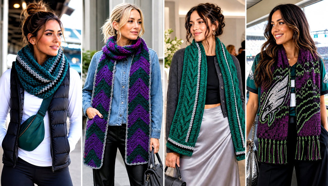 20 Philadelphia Eagles Crochet Scarf Outfit Ideas for Fans