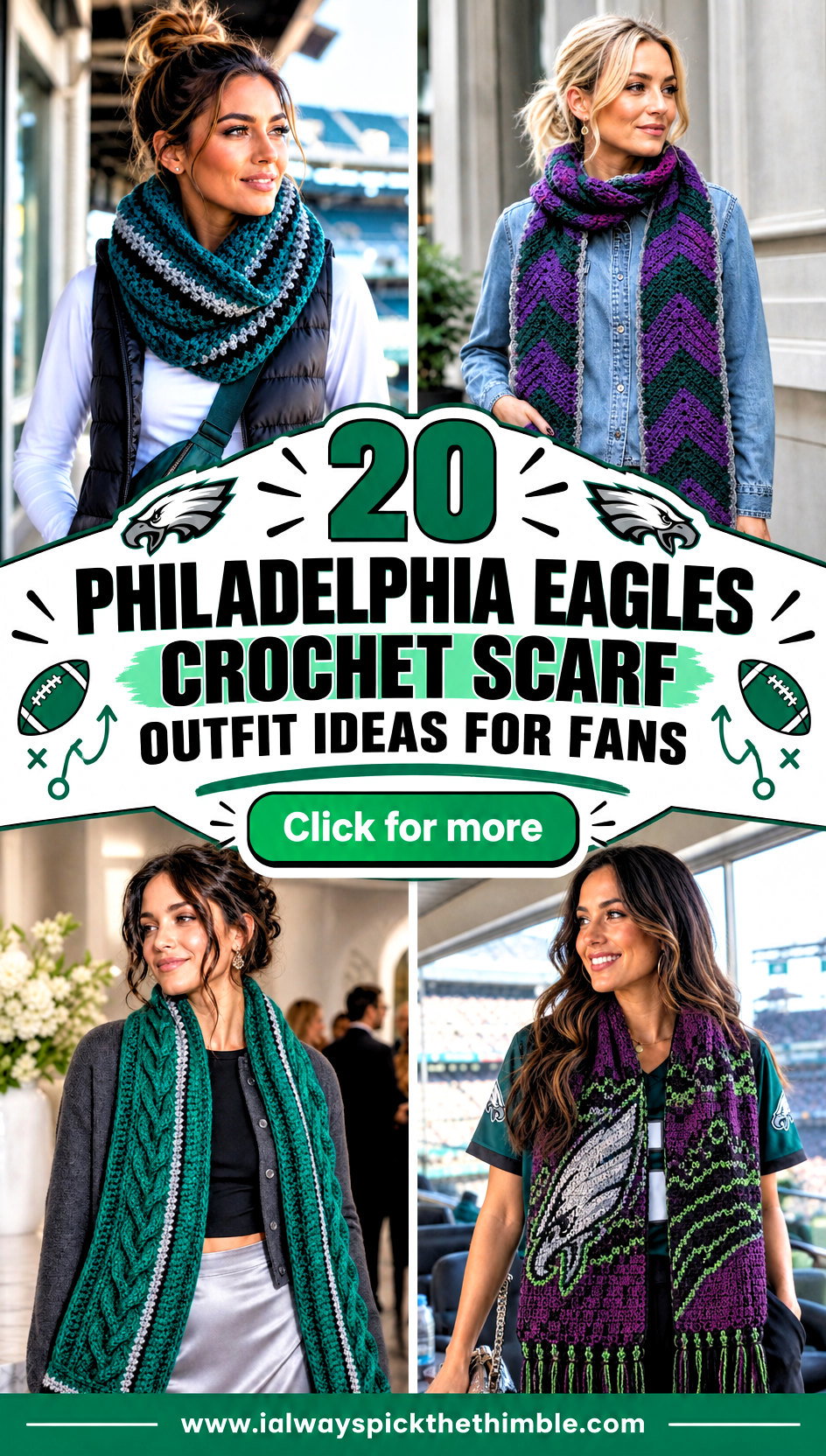 20 Philadelphia Eagles Crochet Scarf Outfit Ideas for Fans - 20 Philadelphia Eagles Crochet Scarf Outfit Ideas for Fans