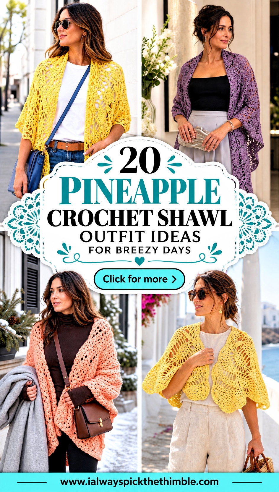 20 Pineapple Crochet Shawl Outfit Ideas for Breezy Days - 20 Pineapple Crochet Shawl Outfit Ideas for Breezy Days