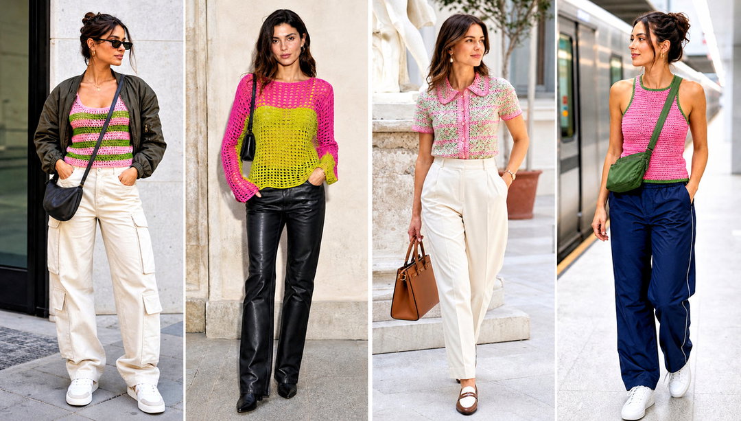 20 Pink and Green Crochet Top Outfit Ideas for Sunny Days