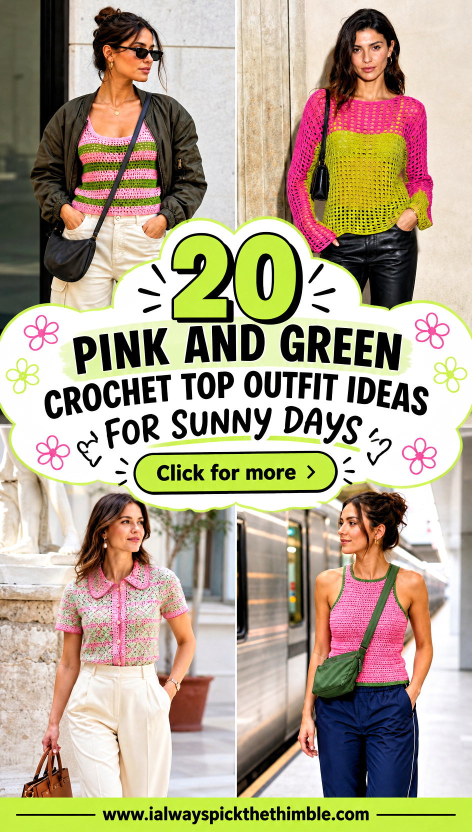 20 Pink and Green Crochet Top Outfit Ideas for Sunny Days - 20 Pink and Green Crochet Top Outfit Ideas for Sunny Days