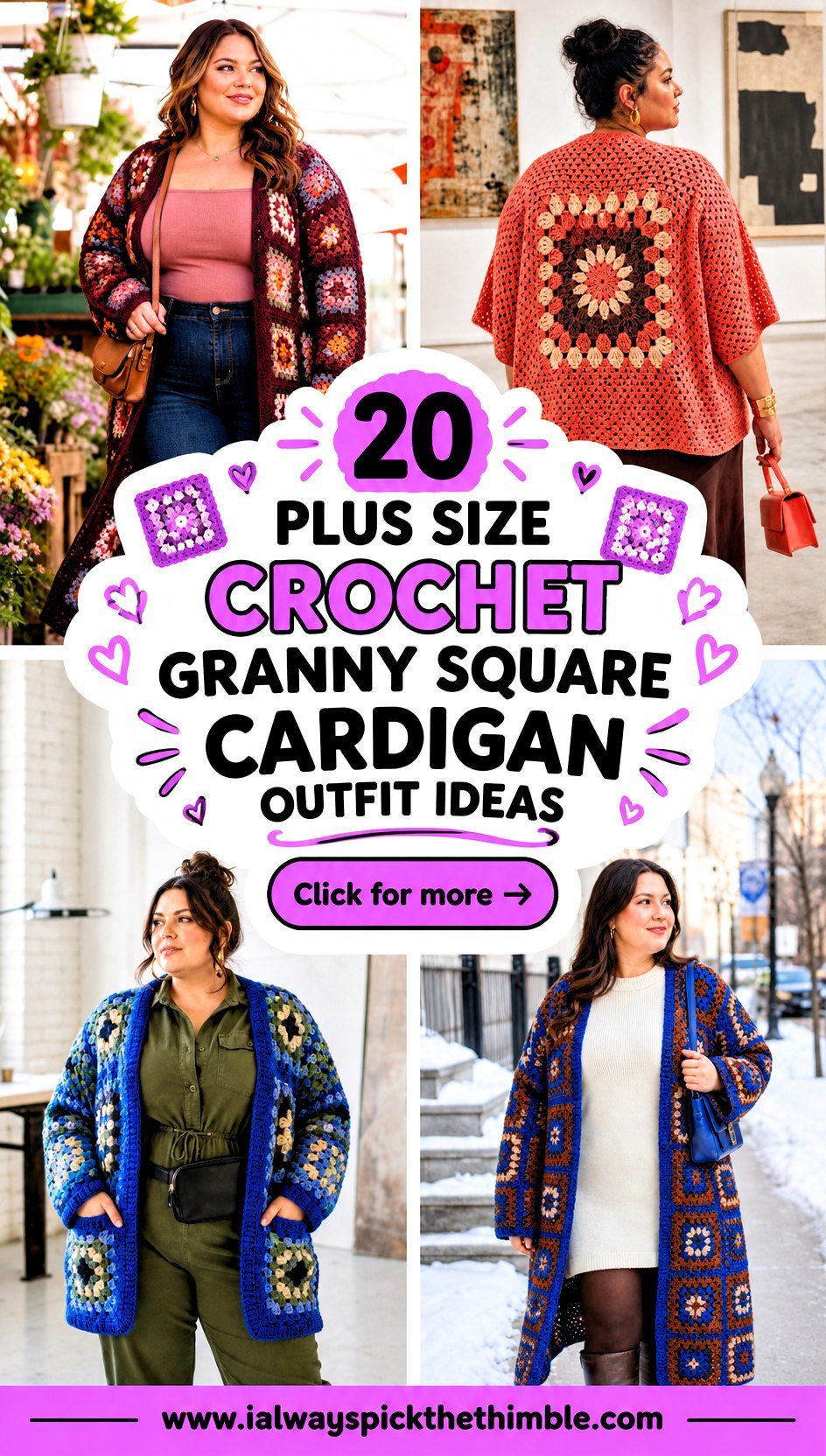 20 Plus Size Crochet Granny Square Cardigan Outfit Ideas - 20 Plus Size Crochet Granny Square Cardigan Outfit Ideas