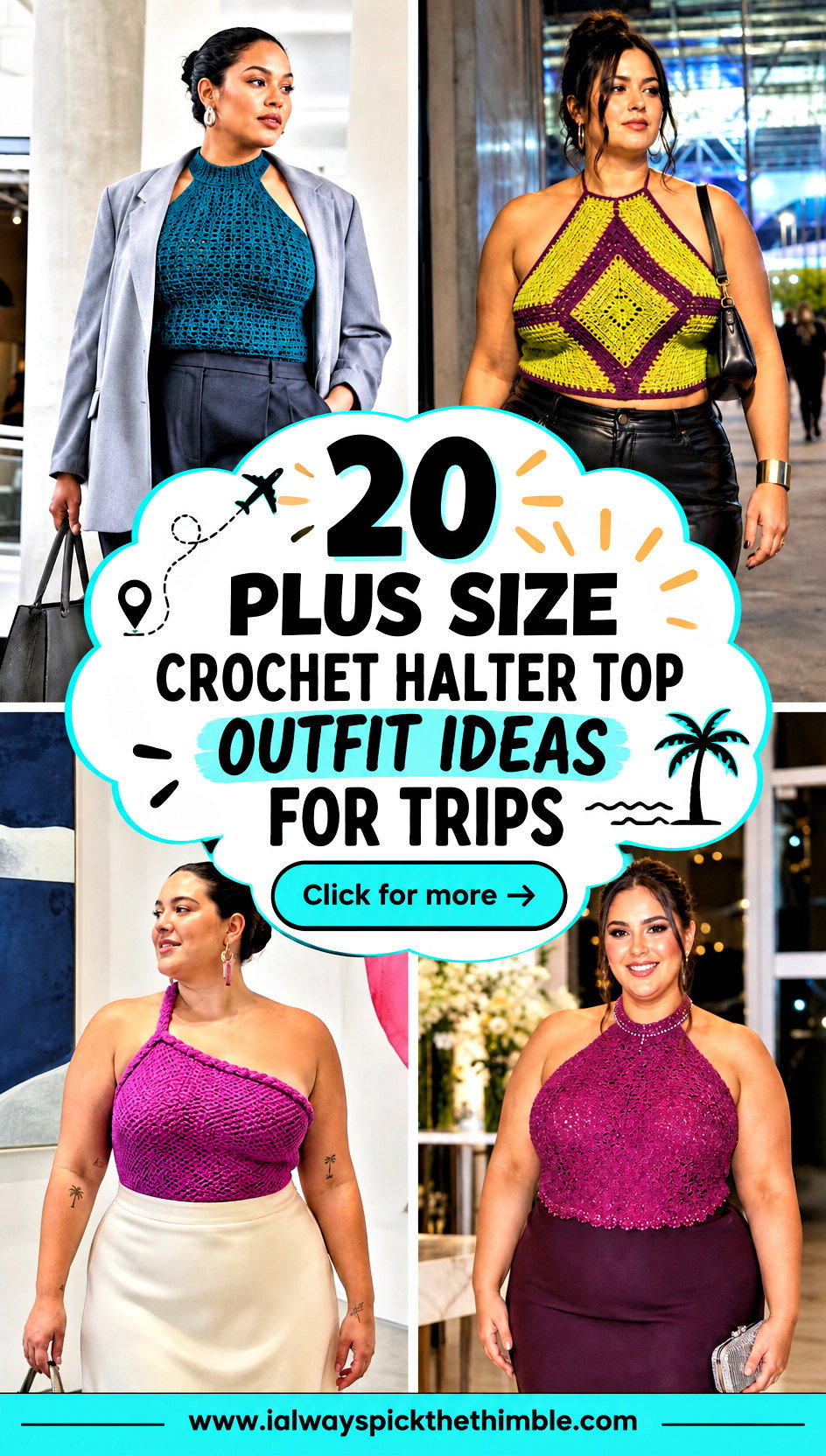 20 Plus Size Crochet Halter Top Outfit Ideas for Trips - 20 Plus Size Crochet Halter Top Outfit Ideas for Trips