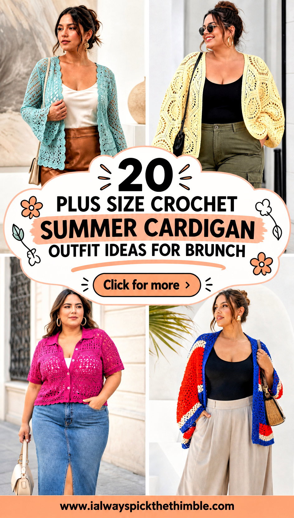 20 Plus Size Crochet Summer Cardigan Outfit Ideas for Brunch - 20 Plus Size Crochet Summer Cardigan Outfit Ideas for Brunch