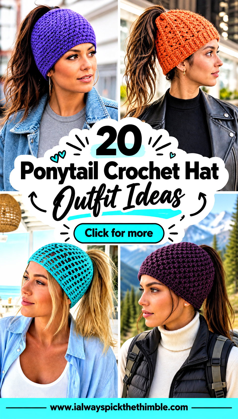 20 Ponytail Crochet Hat Outfit Ideas for Active Days - 20 Ponytail Crochet Hat Outfit Ideas for Active Days