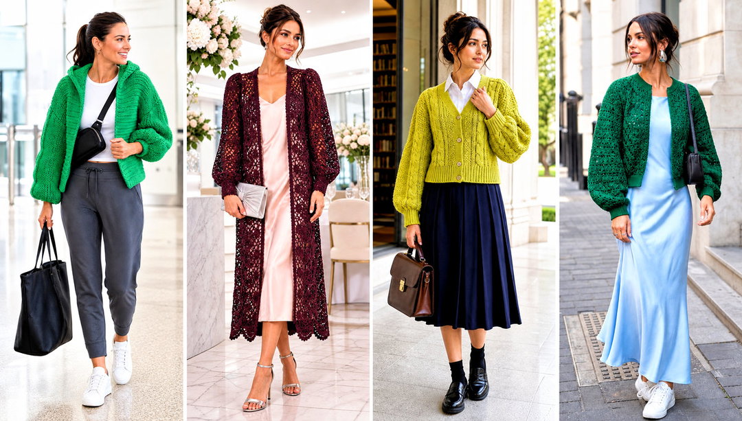 20 Puff Sleeve Crochet Cardigan Outfit Ideas for Cozy Volume