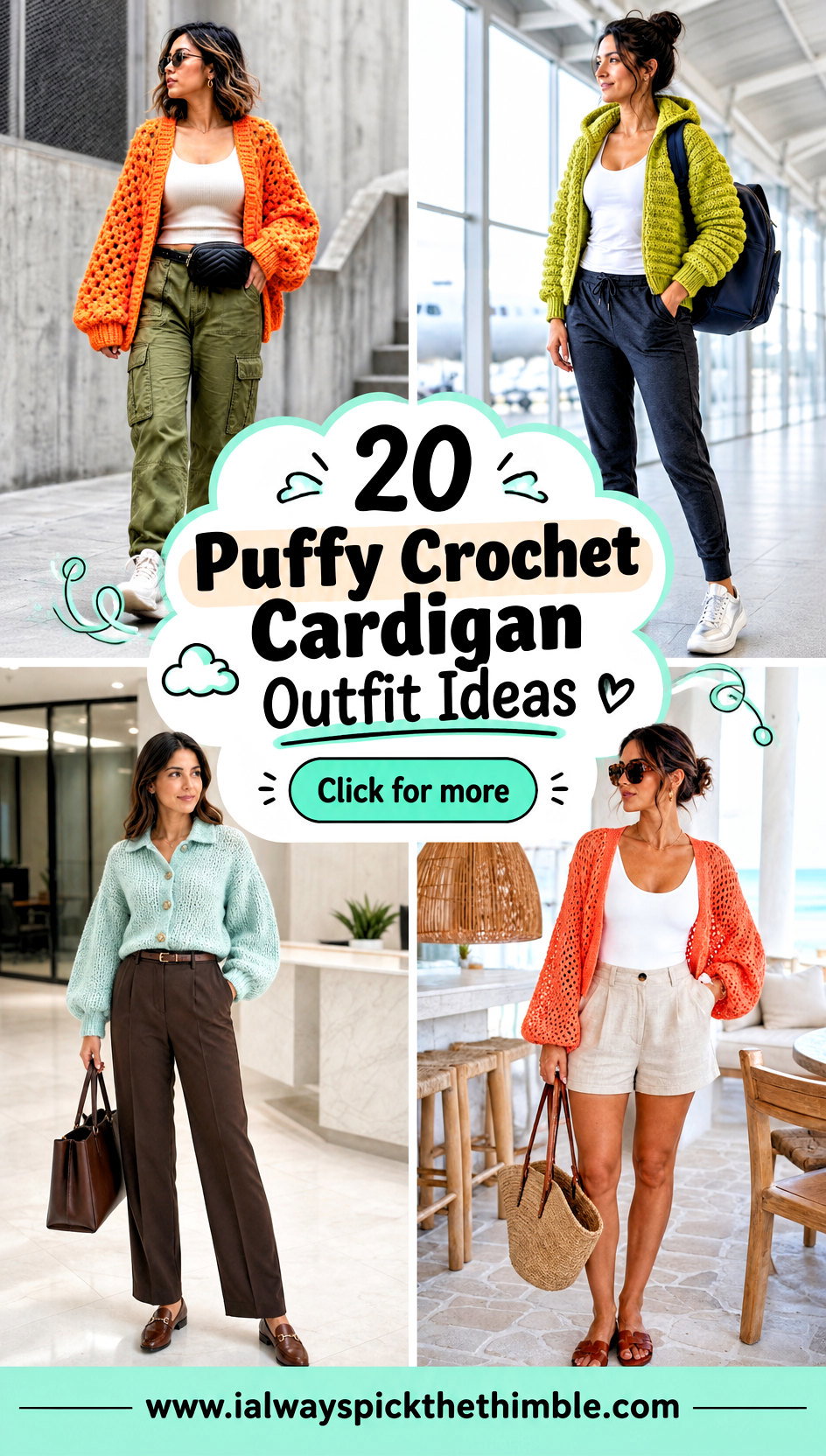 20 Puffy Crochet Cardigan Outfit Ideas for Relaxed Days - 20 Puffy Crochet Cardigan Outfit Ideas for Relaxed Days