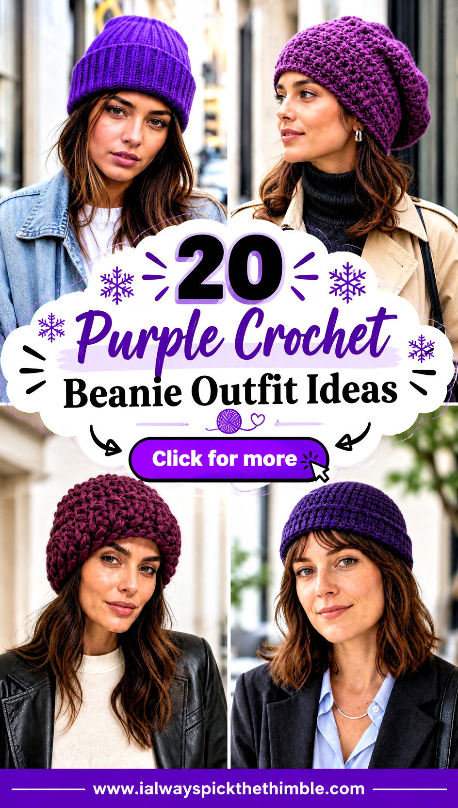 20 Purple Crochet Beanie Outfit Ideas for Bold Winter Style - 20 Purple Crochet Beanie Outfit Ideas for Bold Winter Style