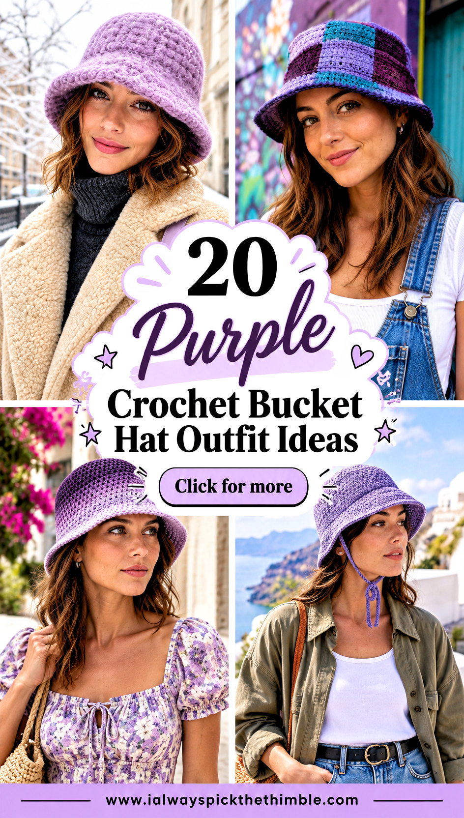 20 Purple Crochet Bucket Hat Outfit Ideas for Casual Looks - 20 Purple Crochet Bucket Hat Outfit Ideas for Casual Looks