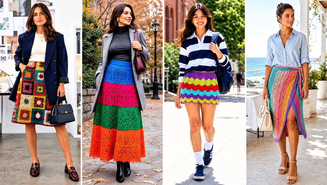 20 Rainbow Crochet Skirt Outfit Ideas for Playful Color
