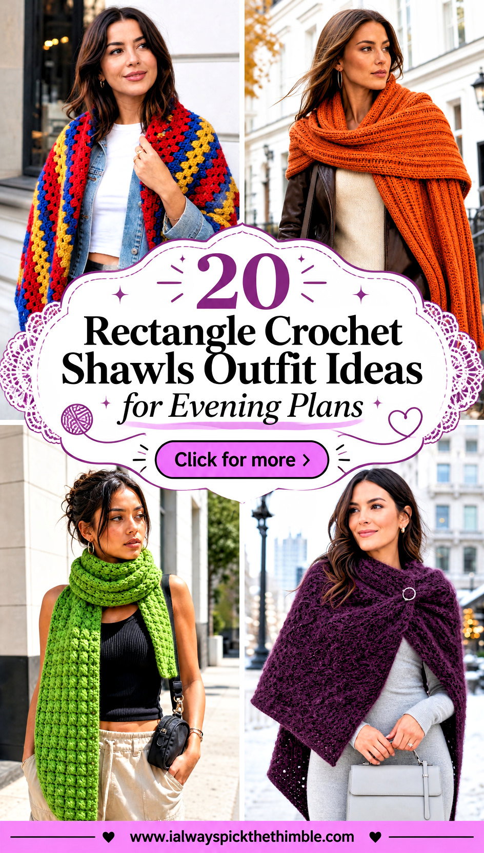20 Rectangle Crochet Shawls Outfit Ideas for Evening Plans - 20 Rectangle Crochet Shawls Outfit Ideas for Evening Plans