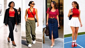 20 Red Crochet Crop Top Outfit Ideas With High-Waist Jeans