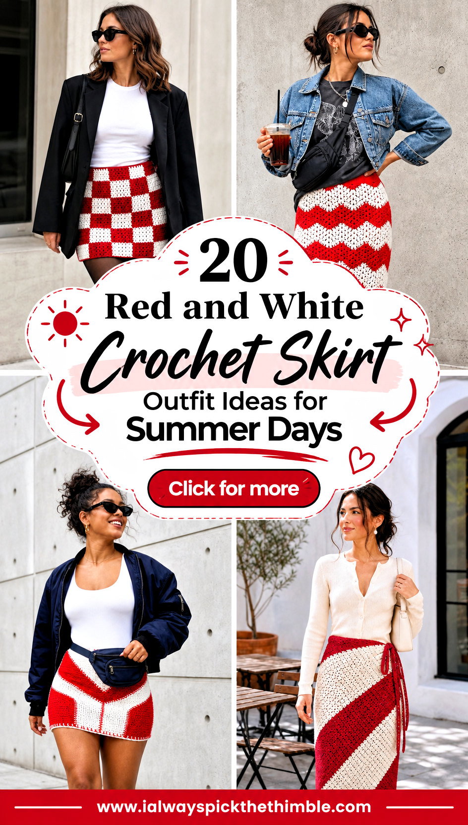 20 Red and White Crochet Skirt Outfit Ideas for Summer Days - 20 Red and White Crochet Skirt Outfit Ideas for Summer Days