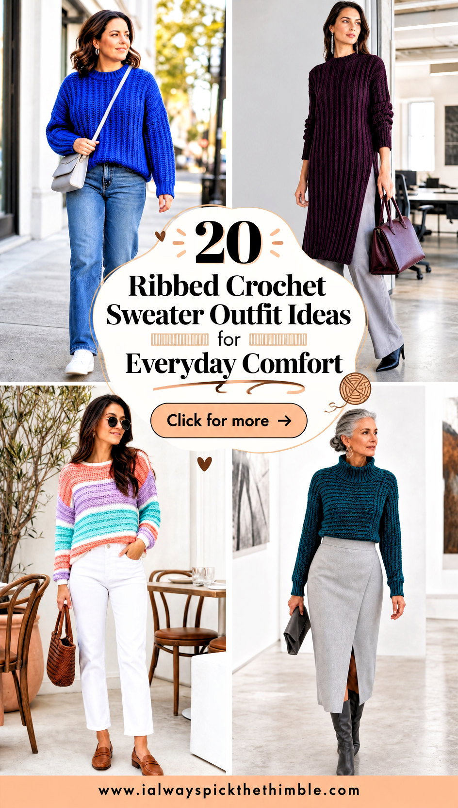 20 Ribbed Crochet Sweater Outfit Ideas for Everyday Comfort - 20 Ribbed Crochet Sweater Outfit Ideas for Everyday Comfort
