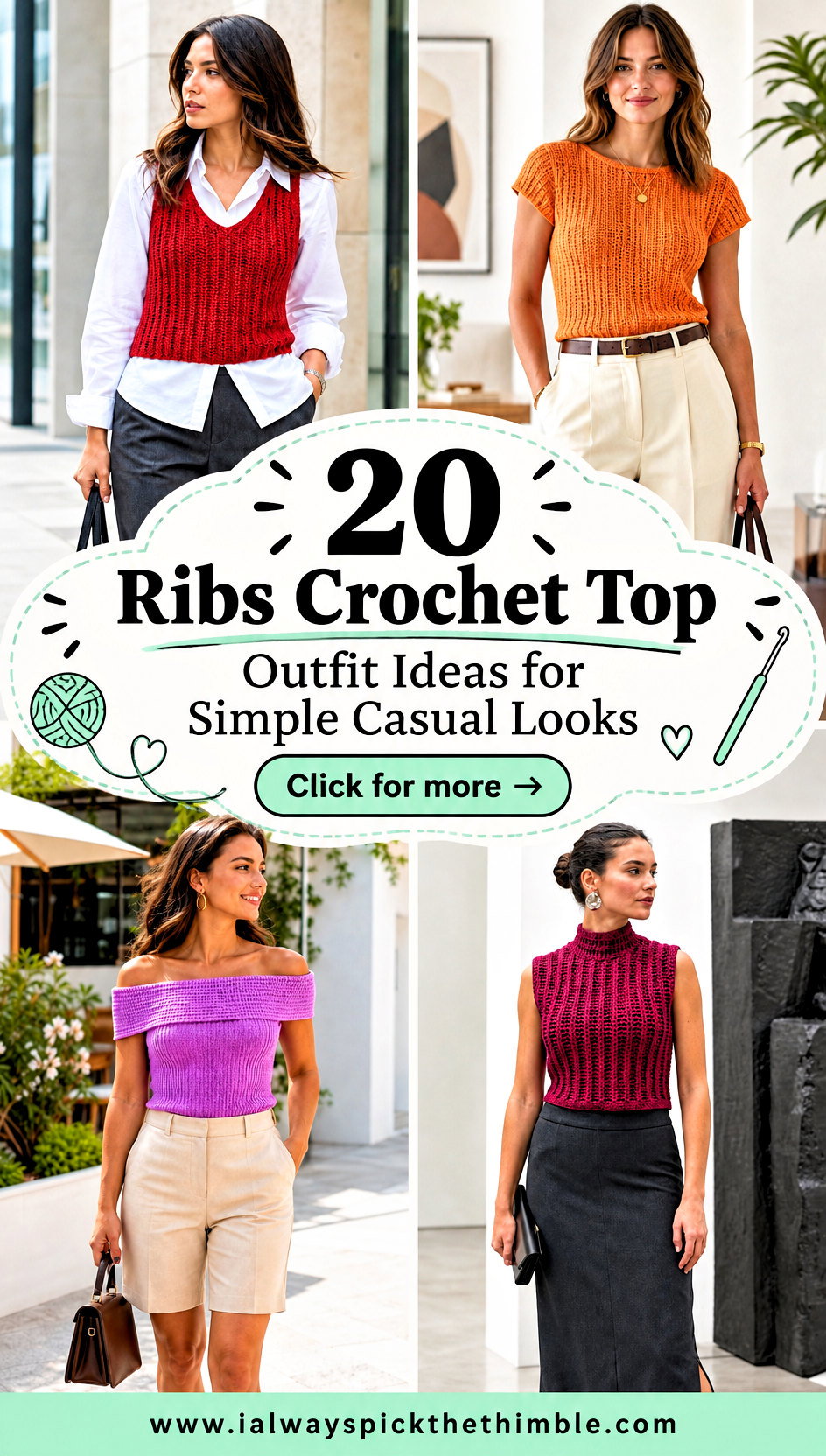 20 Ribs Crochet Top Outfit Ideas for Simple Casual Looks - 20 Ribs Crochet Top Outfit Ideas for Simple Casual Looks