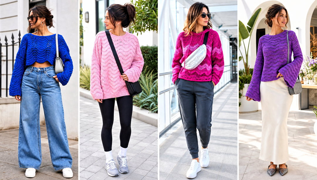 20 Ripple Crochet Sweater Outfit Ideas for Colorful Layers