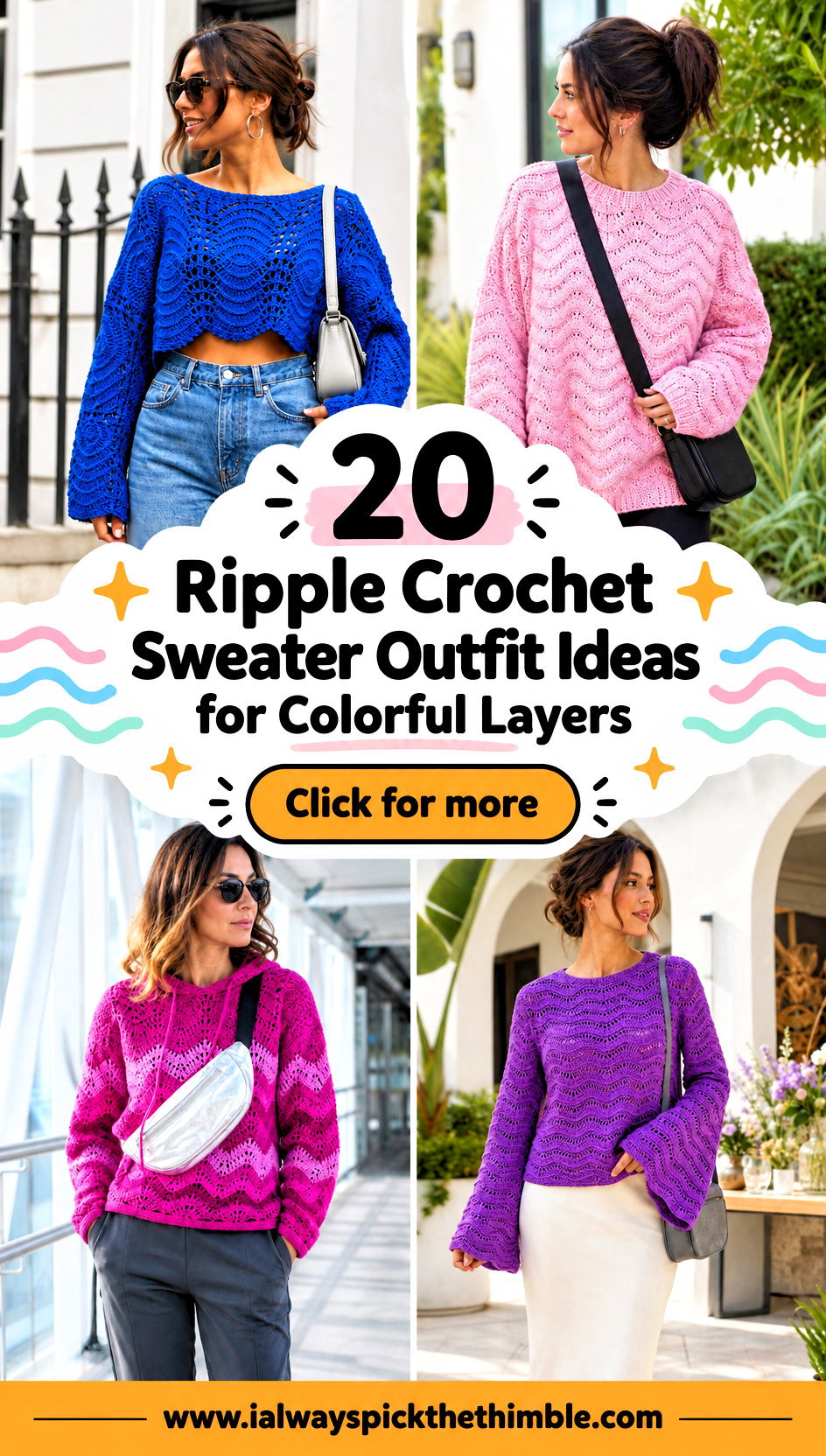 20 Ripple Crochet Sweater Outfit Ideas for Colorful Layers - 20 Ripple Crochet Sweater Outfit Ideas for Colorful Layers