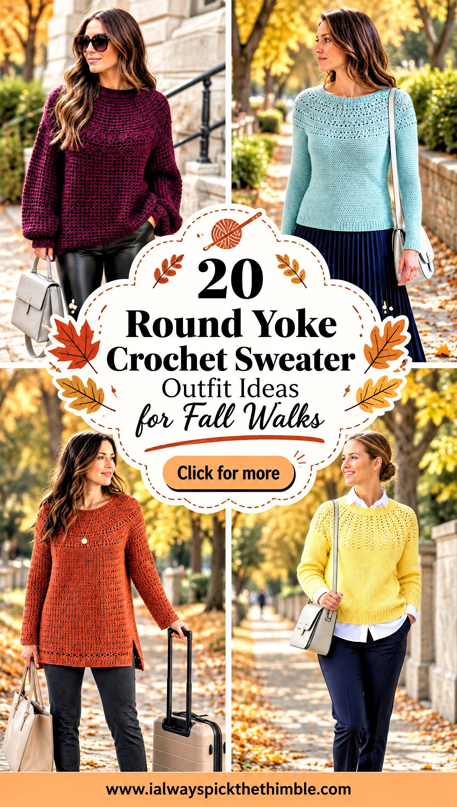 20 Round Yoke Crochet Sweater Outfit Ideas for Fall Walks - 20 Round Yoke Crochet Sweater Outfit Ideas for Fall Walks