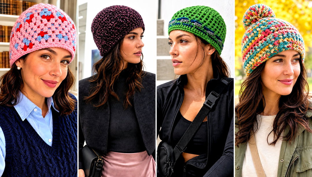 20 Scrap Yarn Crochet Beanie Outfit Ideas for Mixed Colors
