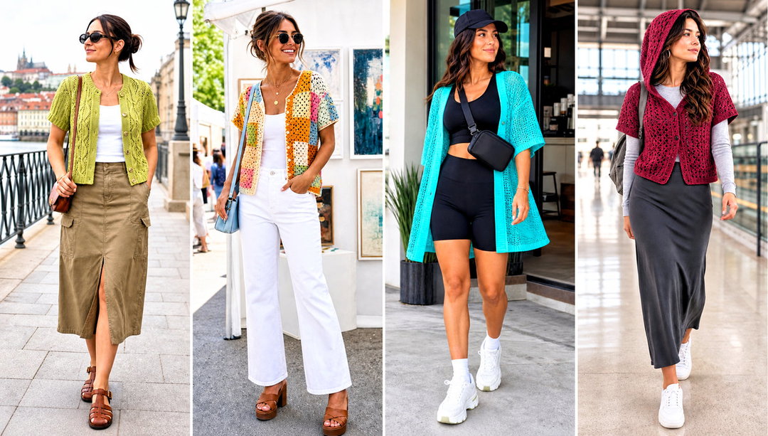 20 Short Sleeve Crochet Cardigan Outfit Ideas for Work