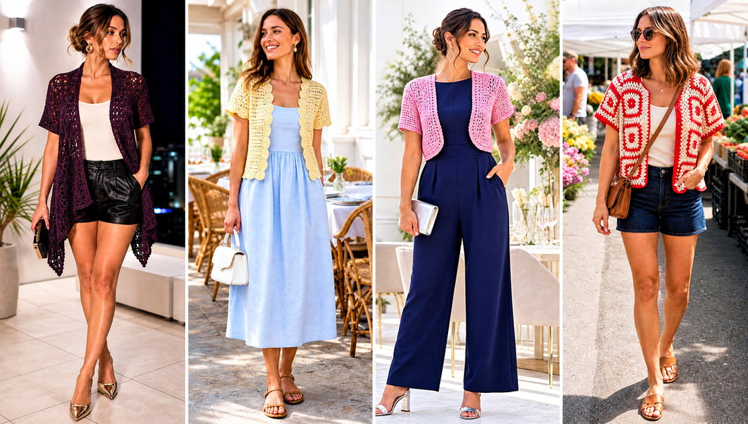 20 Short Sleeve Summer Crochet Cardigan Outfit Ideas to Pack