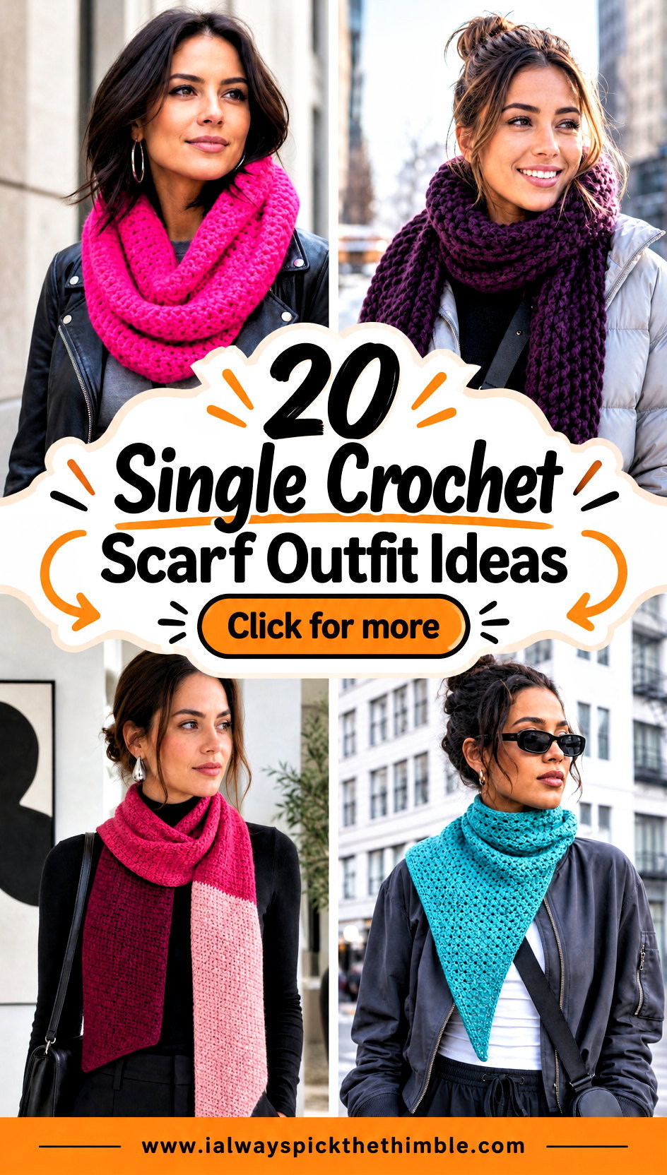 20 Single Crochet Scarf Outfit Ideas for Cold Mornings - 20 Single Crochet Scarf Outfit Ideas for Cold Mornings