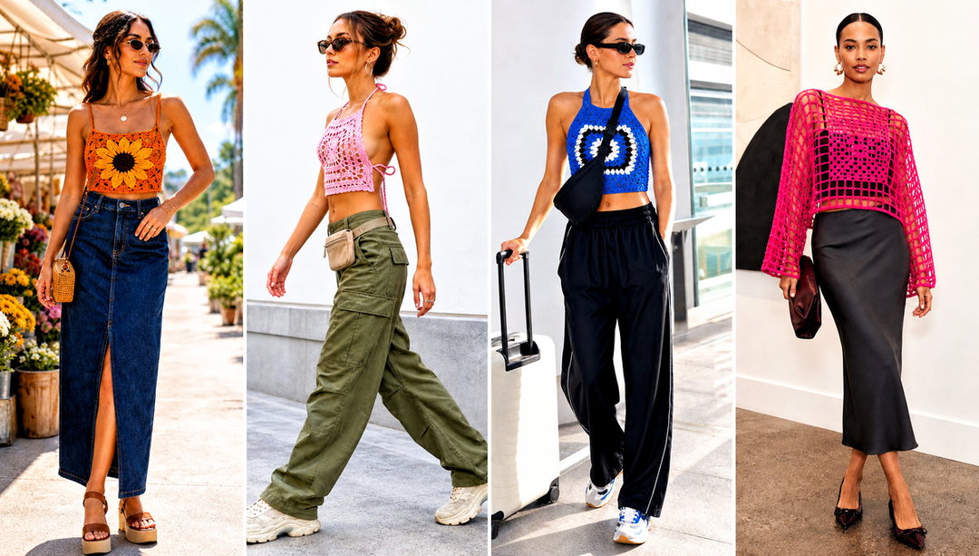 20 Single Granny Square Top Outfit Ideas for Retro Style