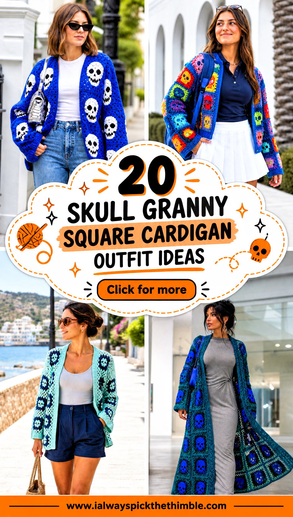 20 Skull Granny Square Cardigan Outfit Ideas for Fall - 20 Skull Granny Square Cardigan Outfit Ideas for Fall