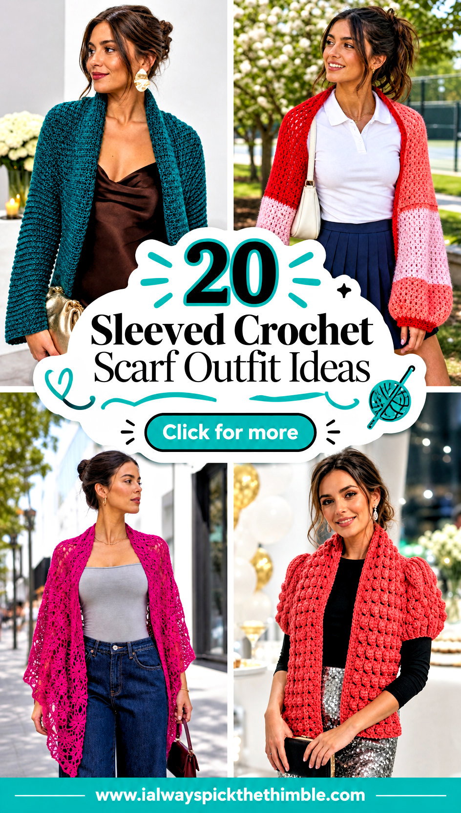 20 Sleeved Crochet Scarf Outfit Ideas for Layered Looks - 20 Sleeved Crochet Scarf Outfit Ideas for Layered Looks
