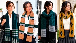 20 Slytherin Crochet Scarf Outfit Ideas for Campus Style