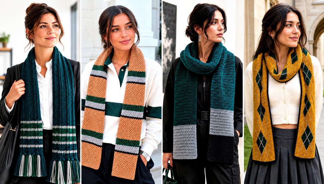 20 Slytherin Crochet Scarf Outfit Ideas for Campus Style