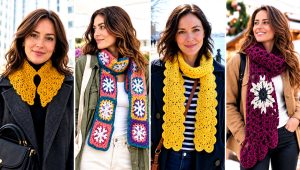 20 Snowflake Crochet Scarf Outfit Ideas for Winter Parties